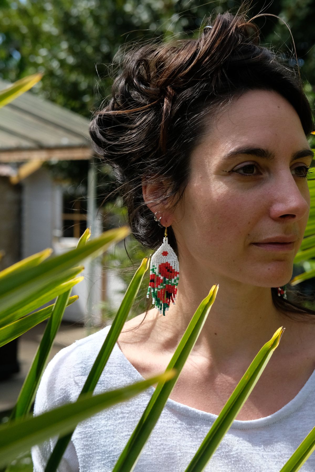 Boucles d'oreilles fleur portées